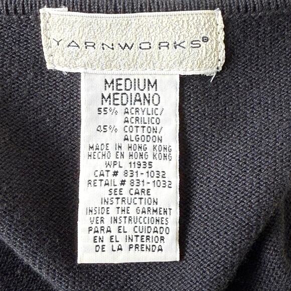 Vintage 90s Y2k Floral Embroidered Cardigan Sweater Dark Coquette Whimsigoth M - Picture 7 of 8